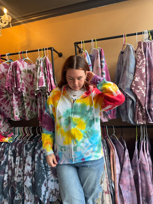 Bright Rainbow Zip Up Dicey Dyes