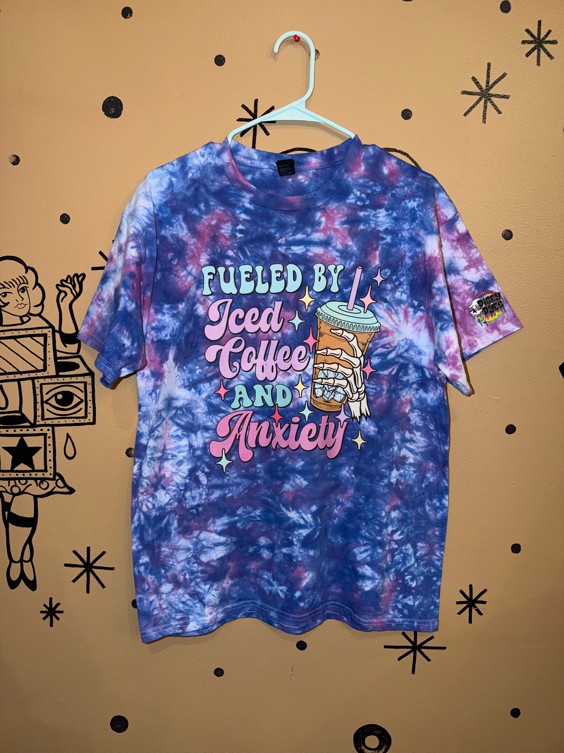 Fueled by Iced Coffee and Anxiety T-Shirt Dicey Dyes