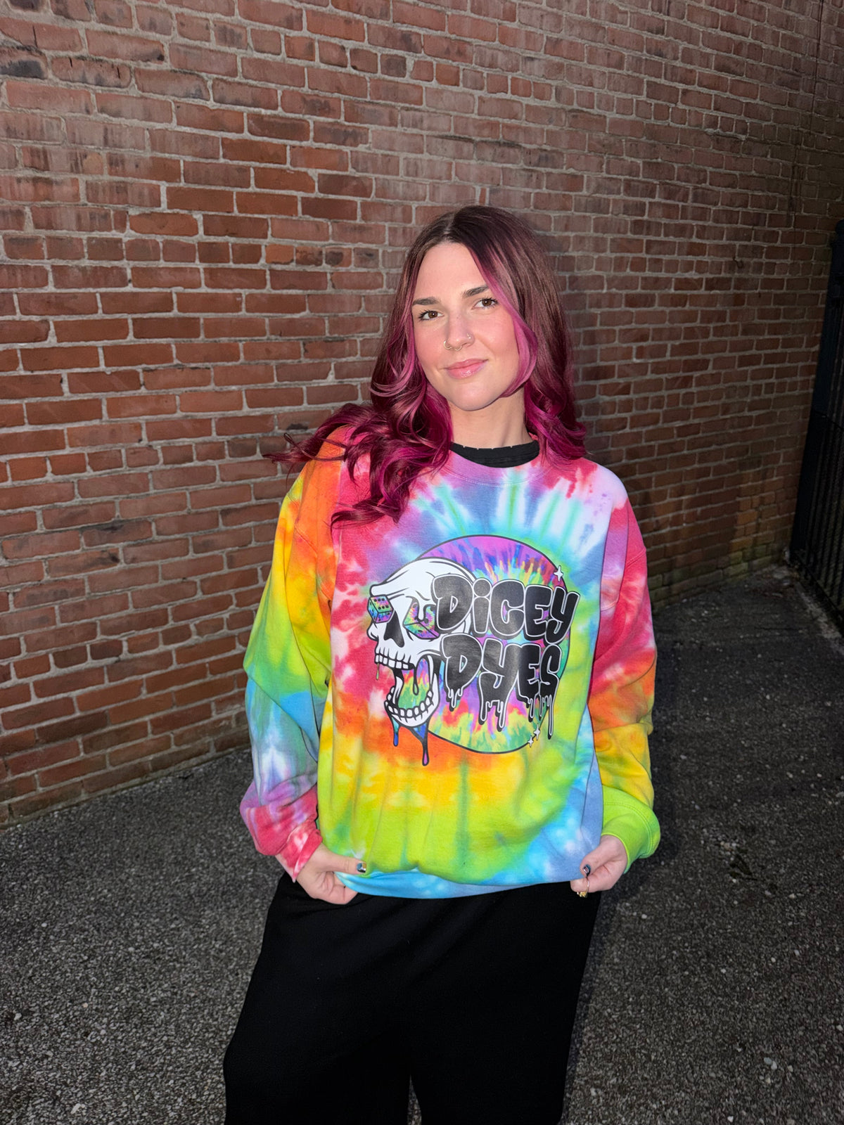 Dicey Dyes Bright Rainbow Crewneck Dicey Dyes