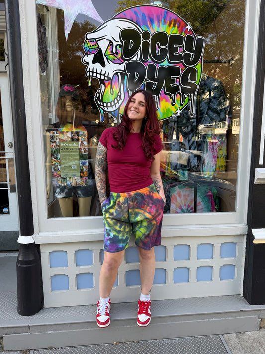 Dark Rainbow Sweat Shorts Ready To Ship Dicey Dyes