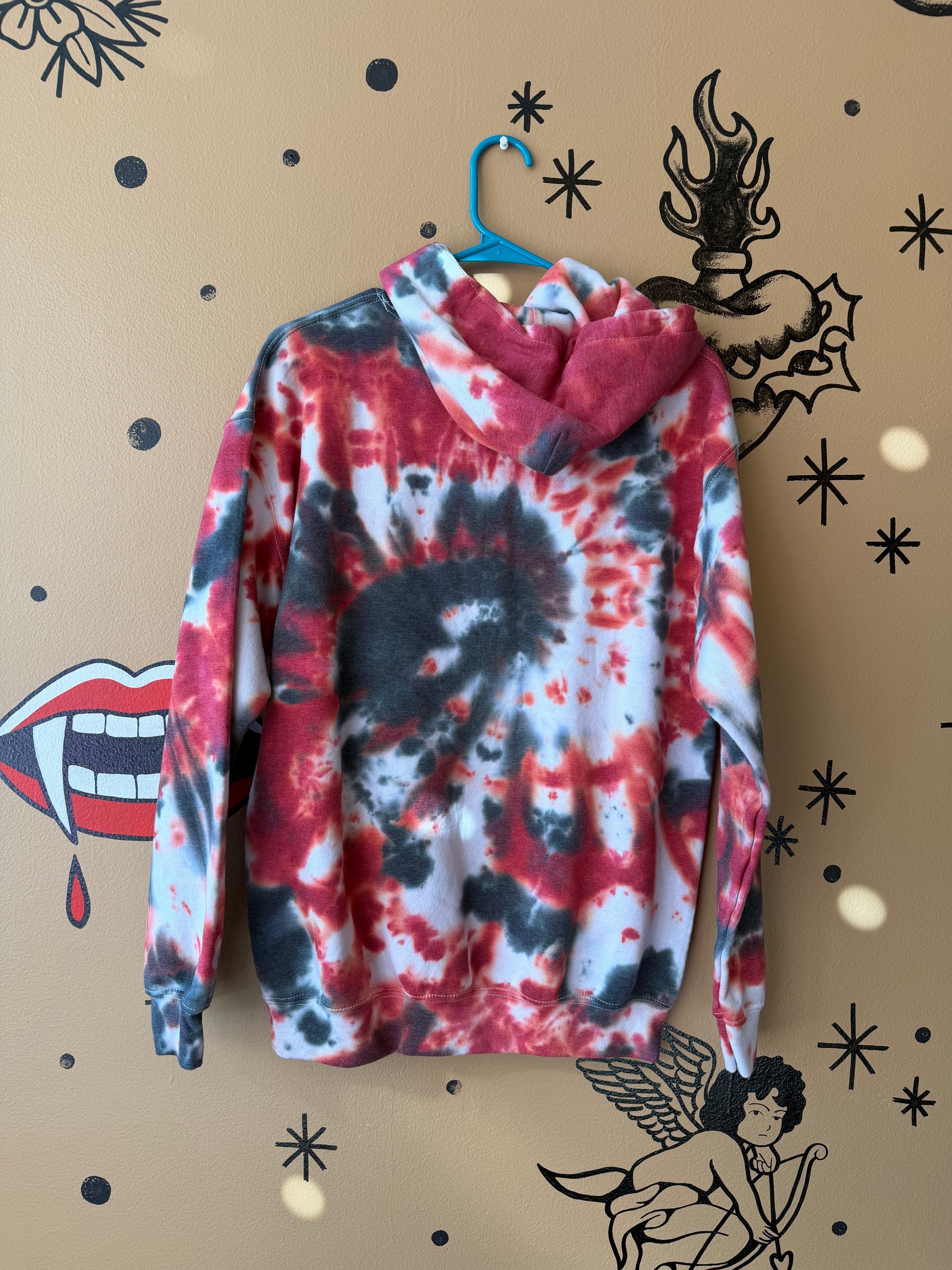 Plain Red & Black Spiral Hoodie Dicey Dyes