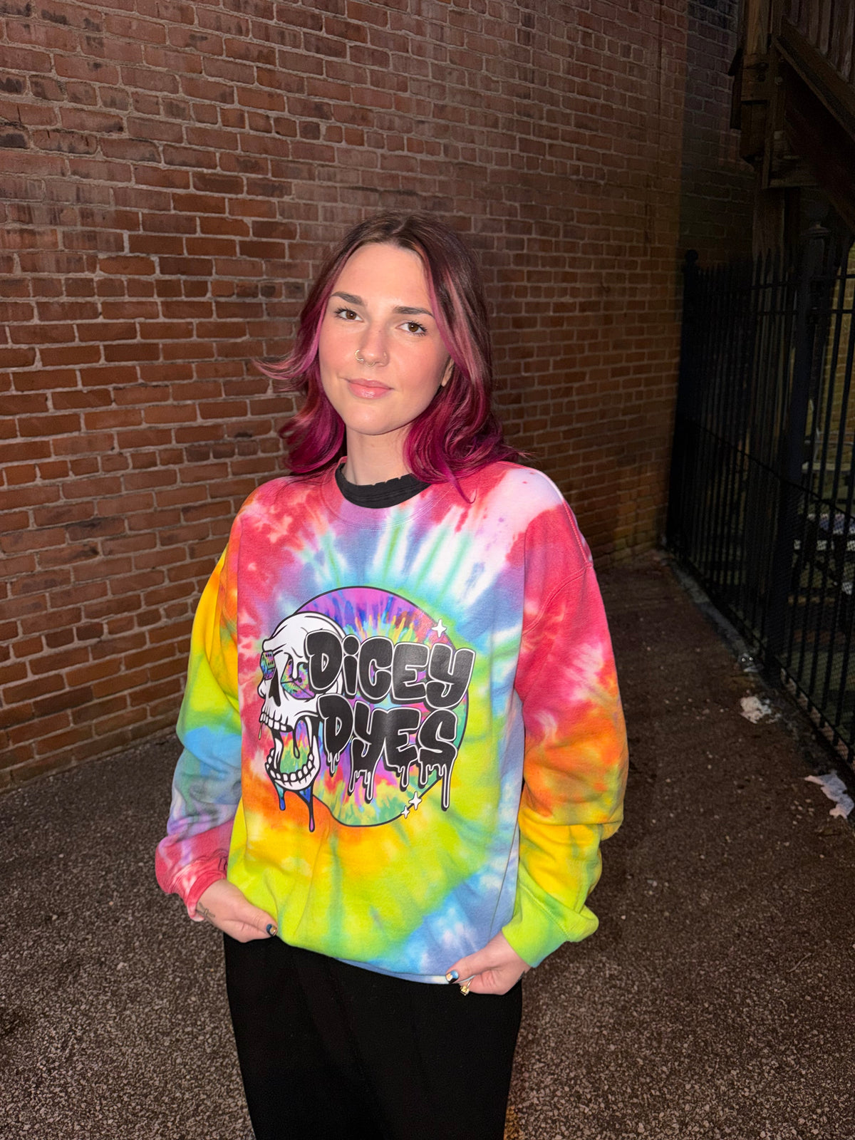 Dicey Dyes Bright Rainbow Crewneck Dicey Dyes