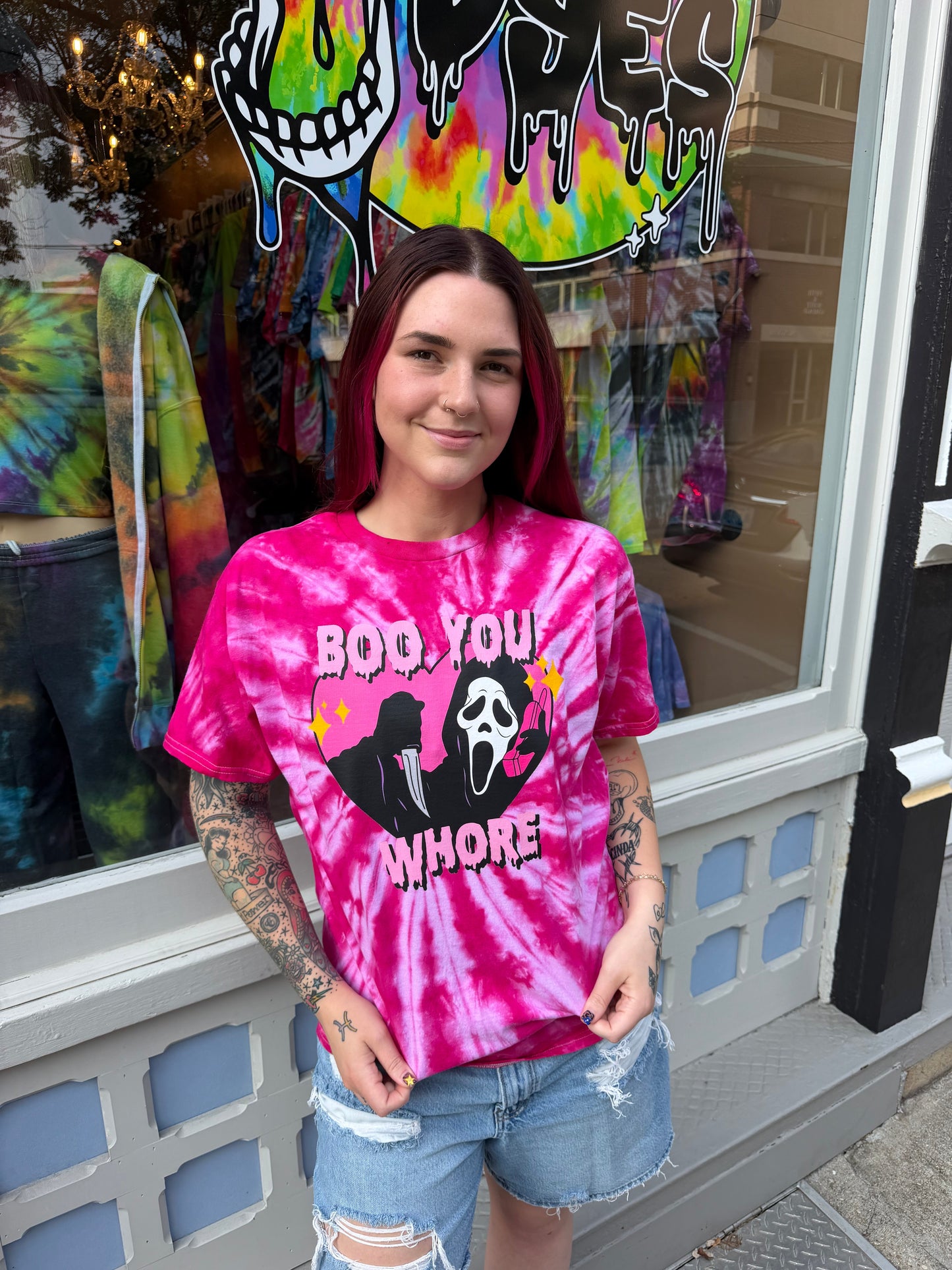 Boo You Ghost Face T-Shirt Dicey Dyes