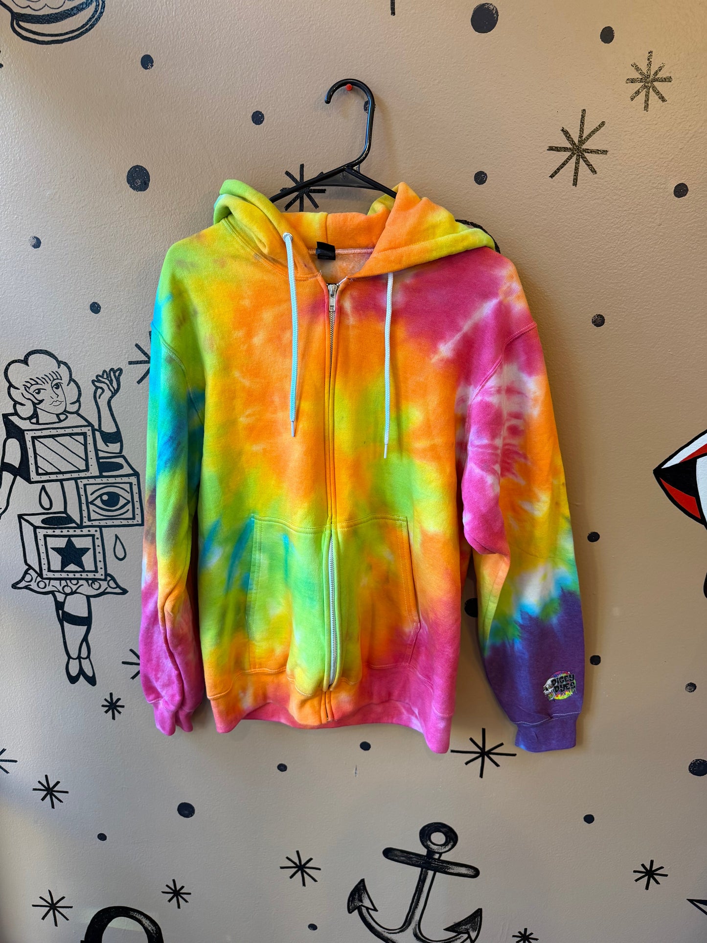 Neon Rainbow Zip Up Ready To Ship Dicey Dyes
