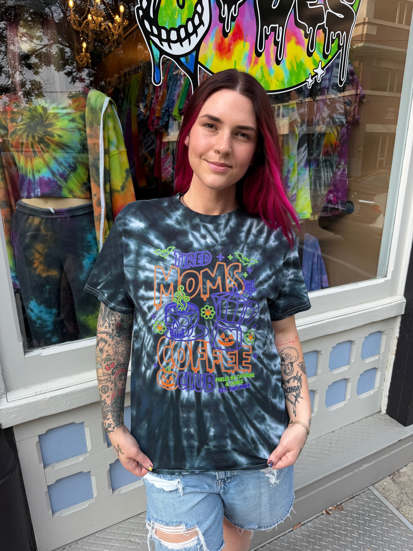 Tired Moms Coffee Club T-Shirt Dicey Dyes