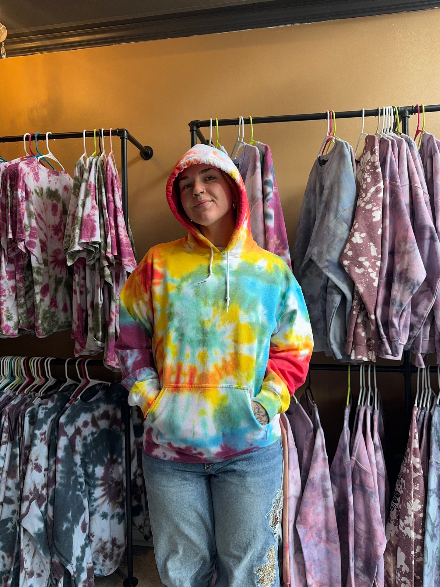 Bright Rainbow Hoodie Dicey Dyes