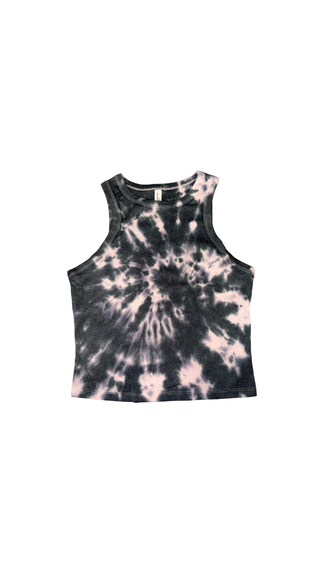 Women’s Black Cropped Racer Back Tank Dicey Dyes