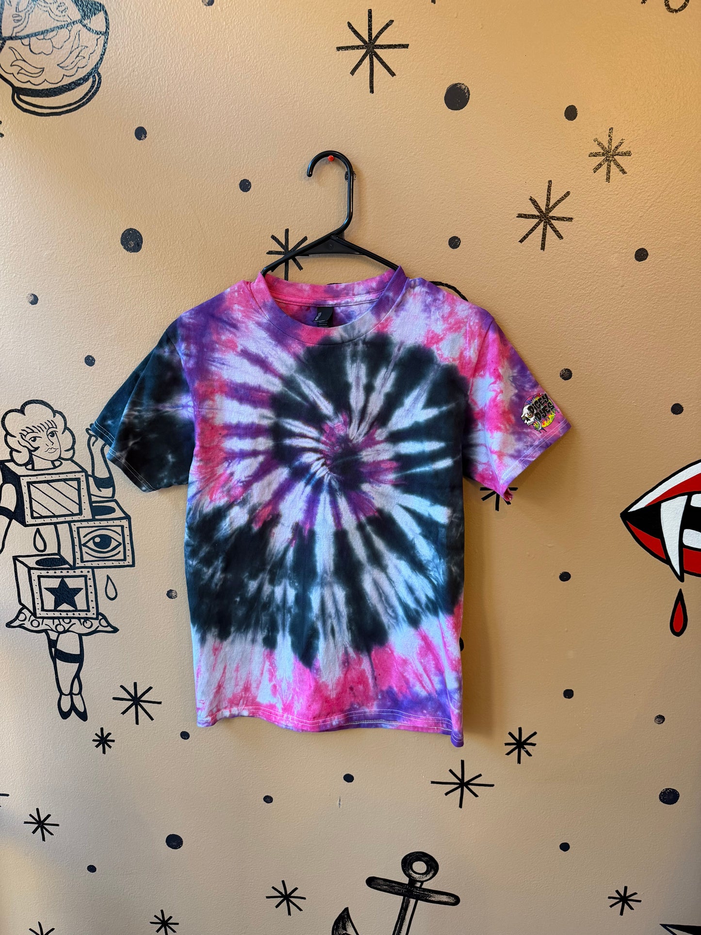 Pink & Purple Dark Spiral T-Shirt Ready To Ship Dicey Dyes