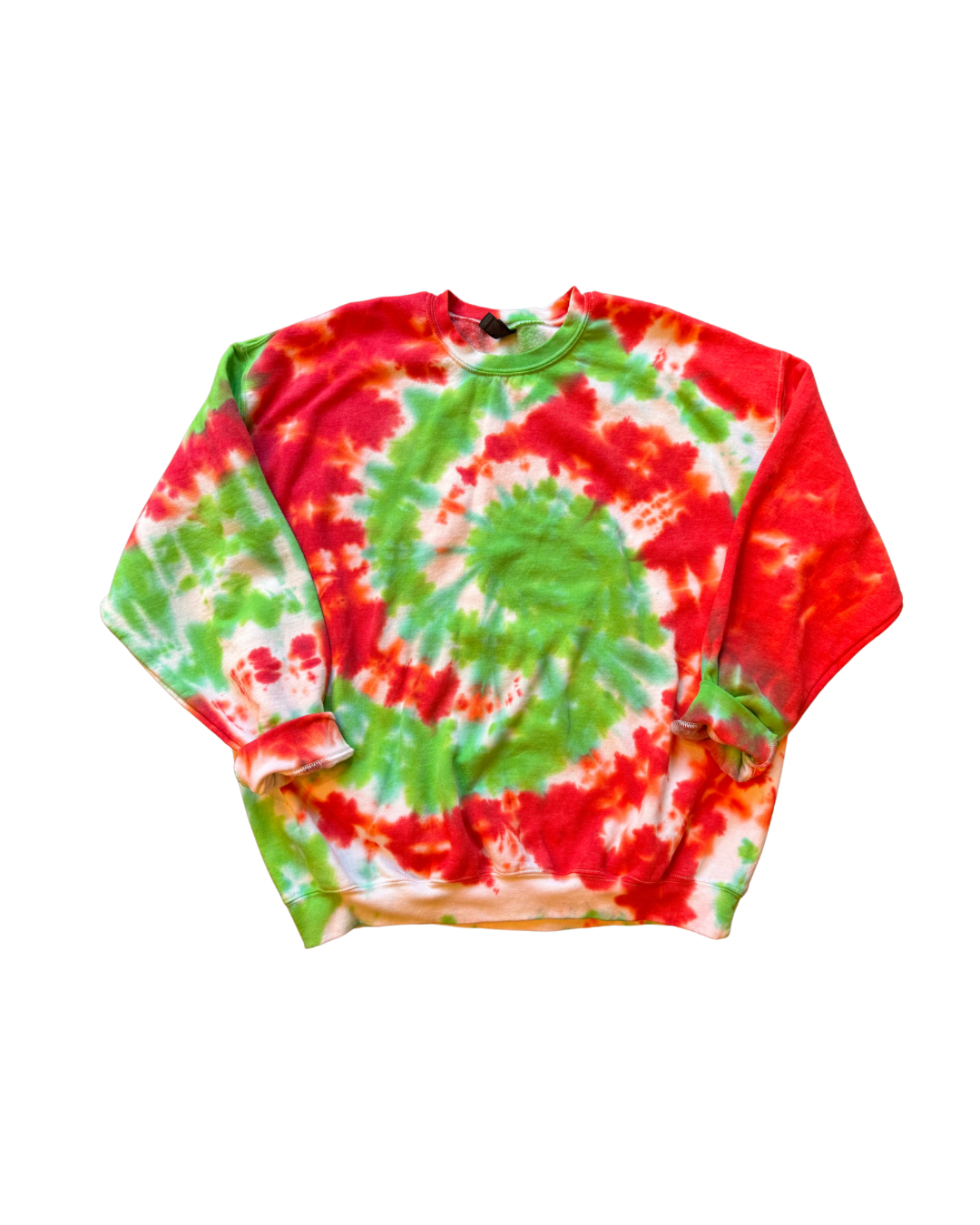 Plain Green & Red Tie Dye Crewneck Dicey Dyes