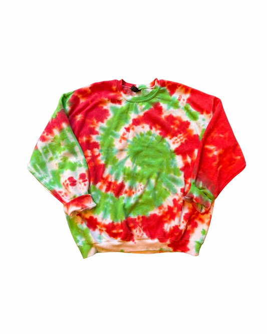 Plain Green & Red Tie Dye Crewneck Dicey Dyes