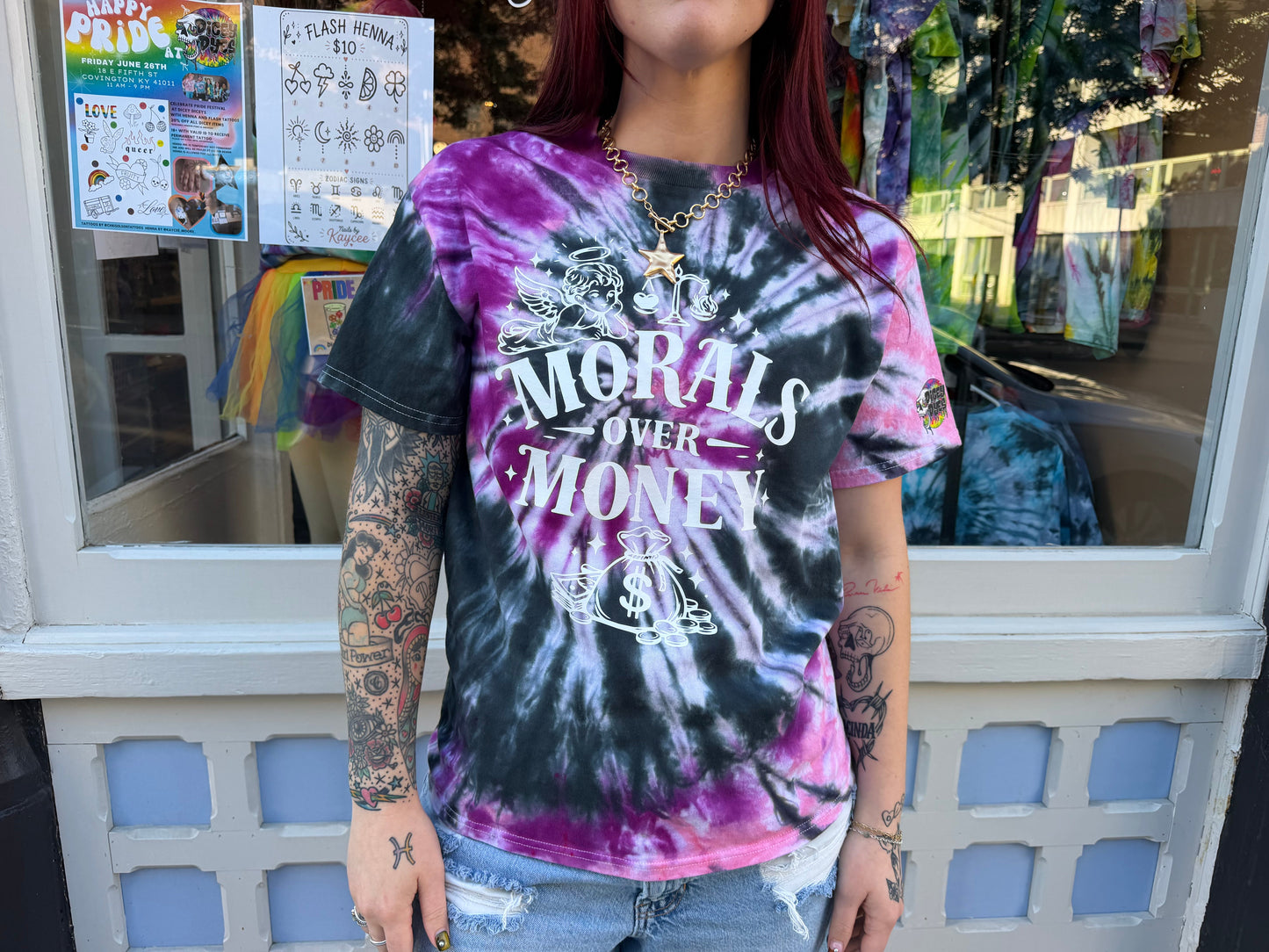 Morals Over Money Tie-Dye T-Shirt Dicey Dyes