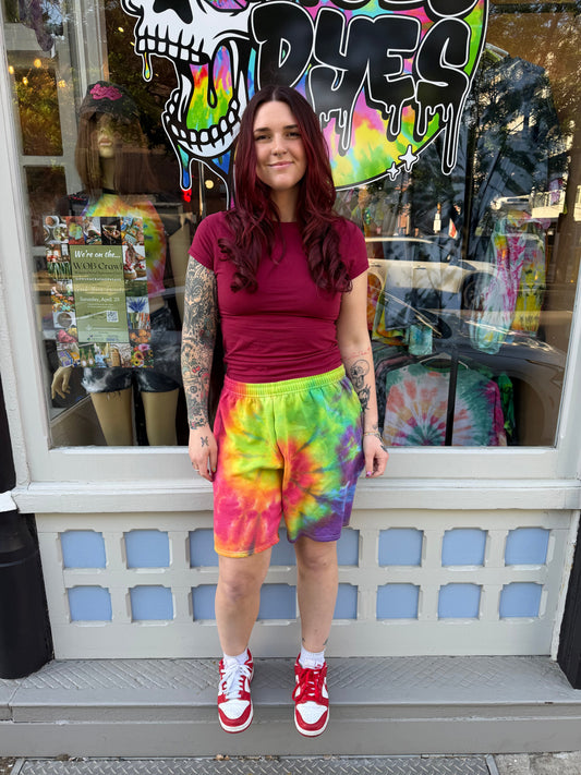 Bright Rainbow Sweat Shorts Ready To Ship Dicey Dyes