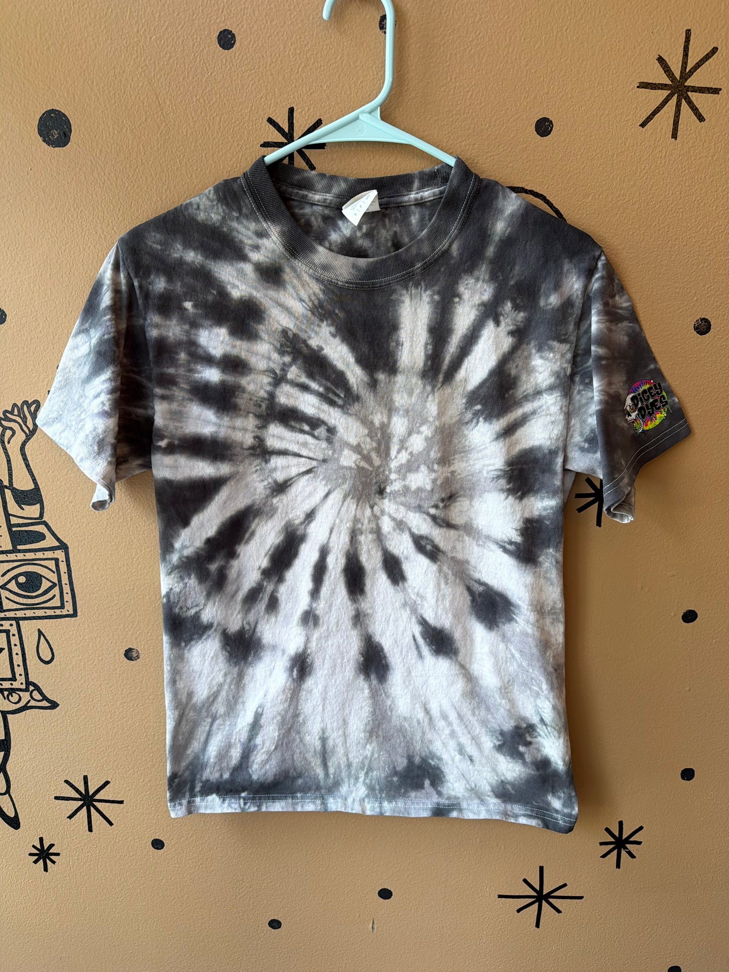 Grey & Black Spiral T-Shirt Ready To Ship Dicey Dyes