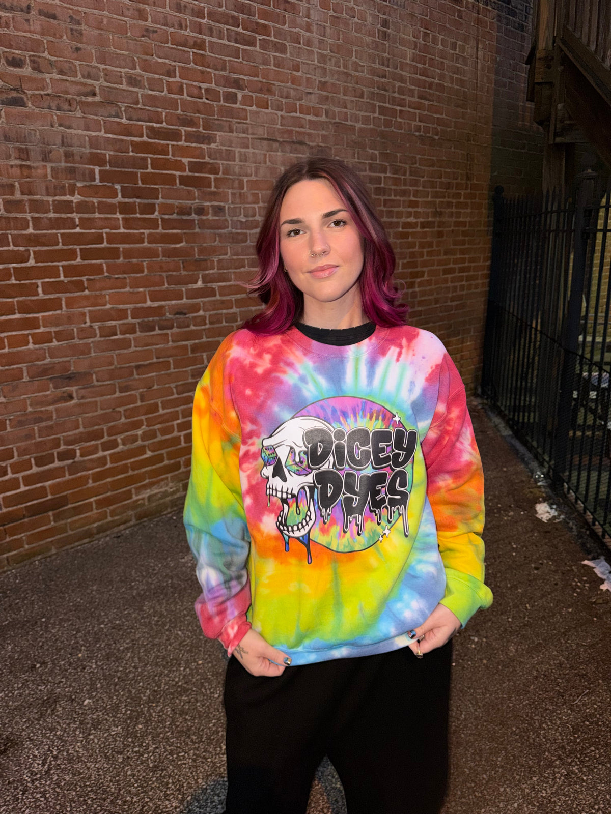 Dicey Dyes Bright Rainbow Crewneck Dicey Dyes