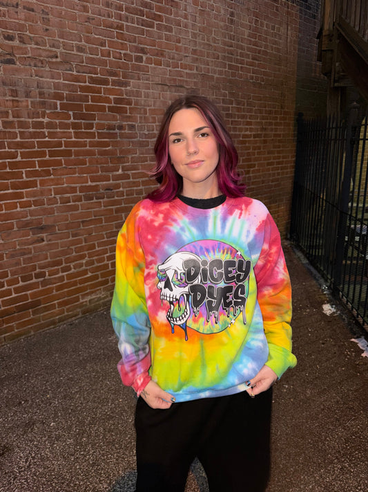 Dicey Dyes Bright Rainbow Crewneck Dicey Dyes