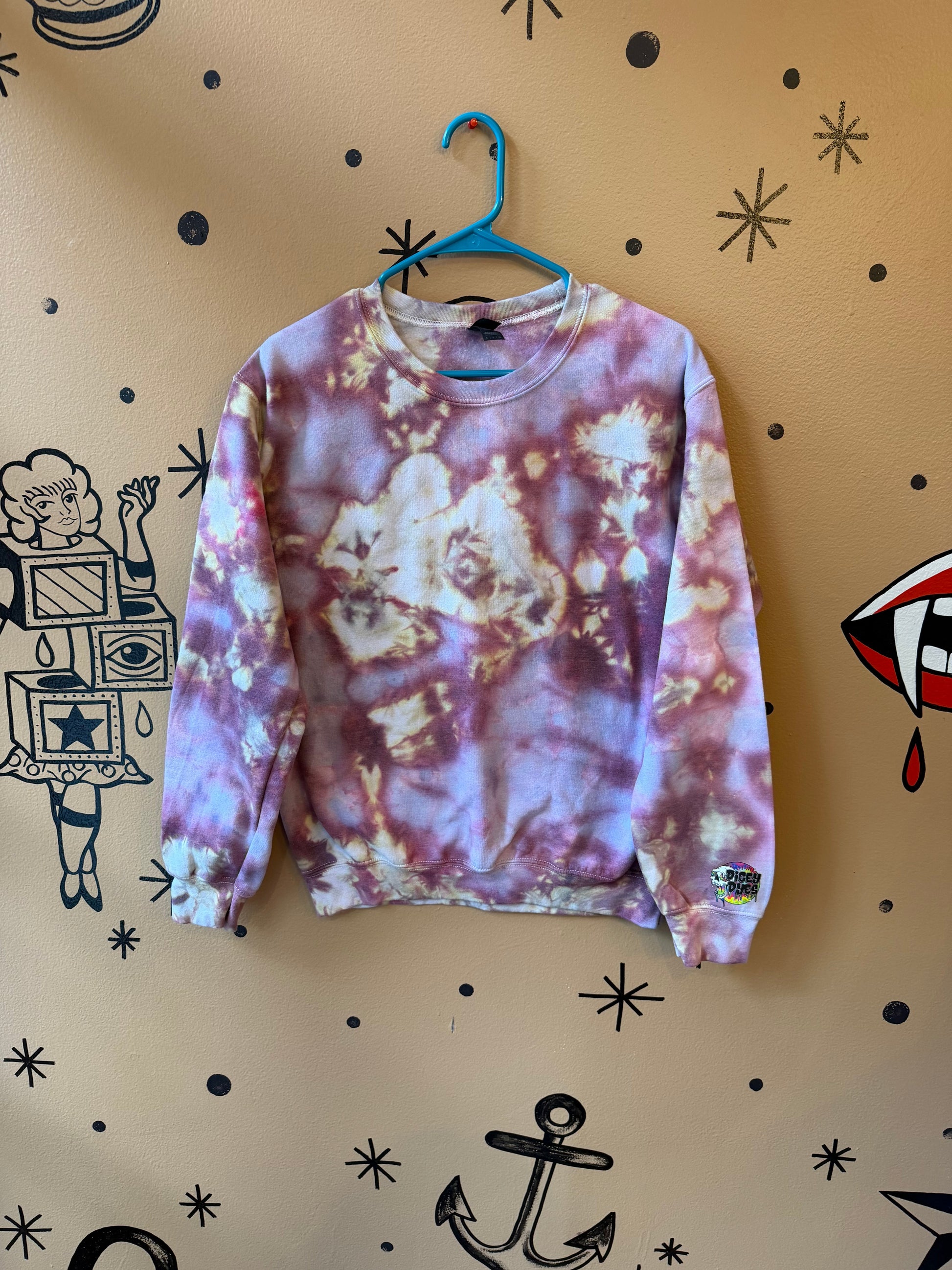 Old Rose Ice Dye Crewneck Ready To Ship Dicey Dyes