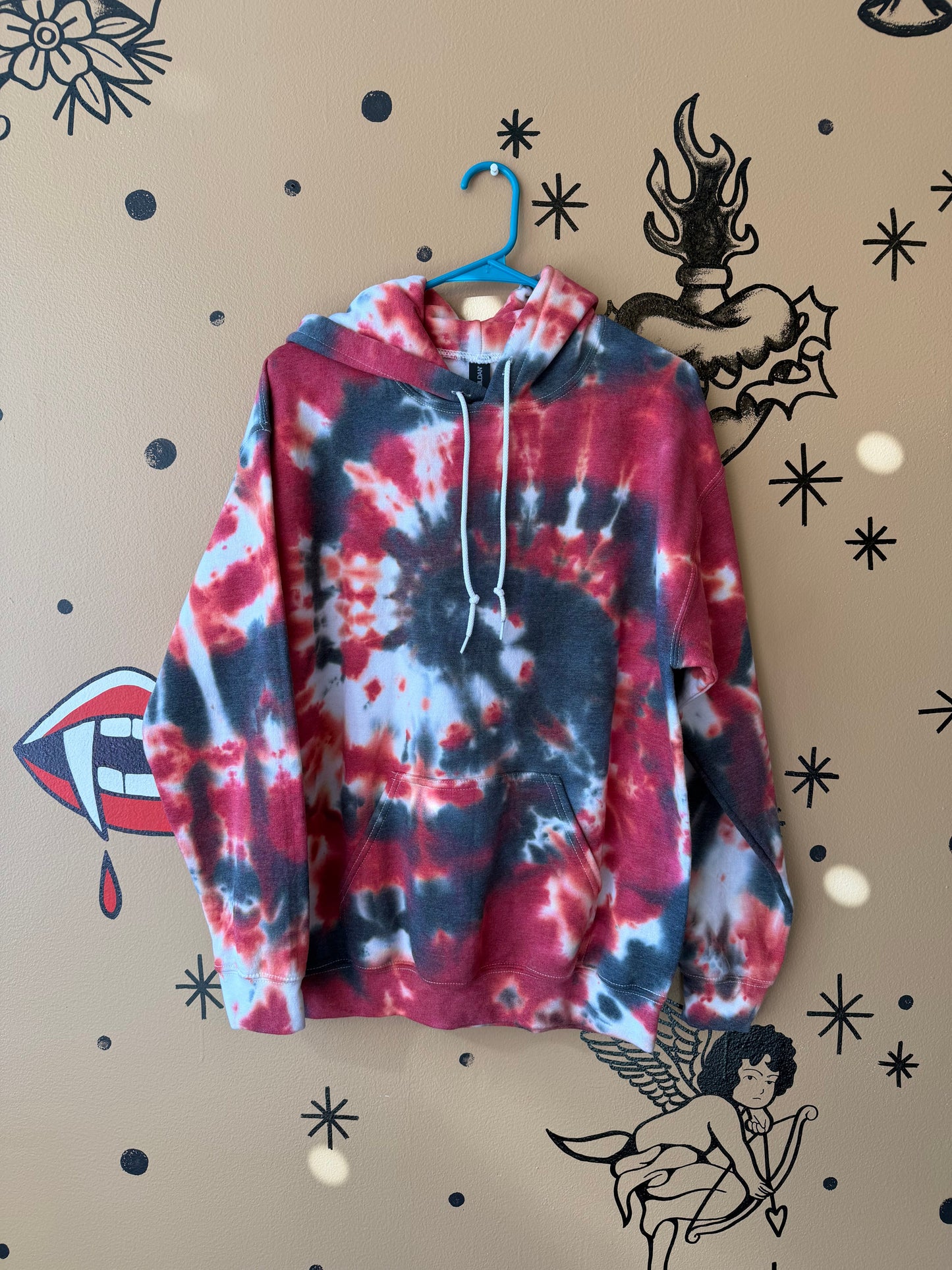 Plain Red & Black Spiral Hoodie Dicey Dyes