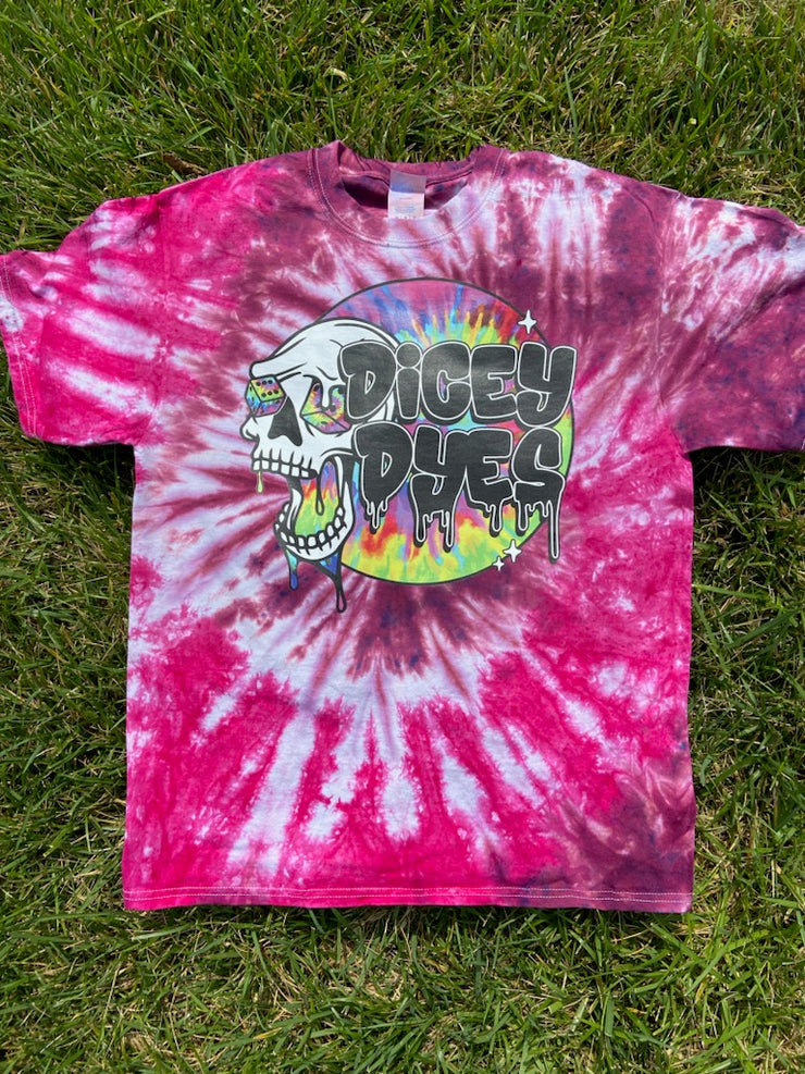 Pre-Order Pink Spiral Dicey Dyes Logo T-Shirt - Dicey Dyes