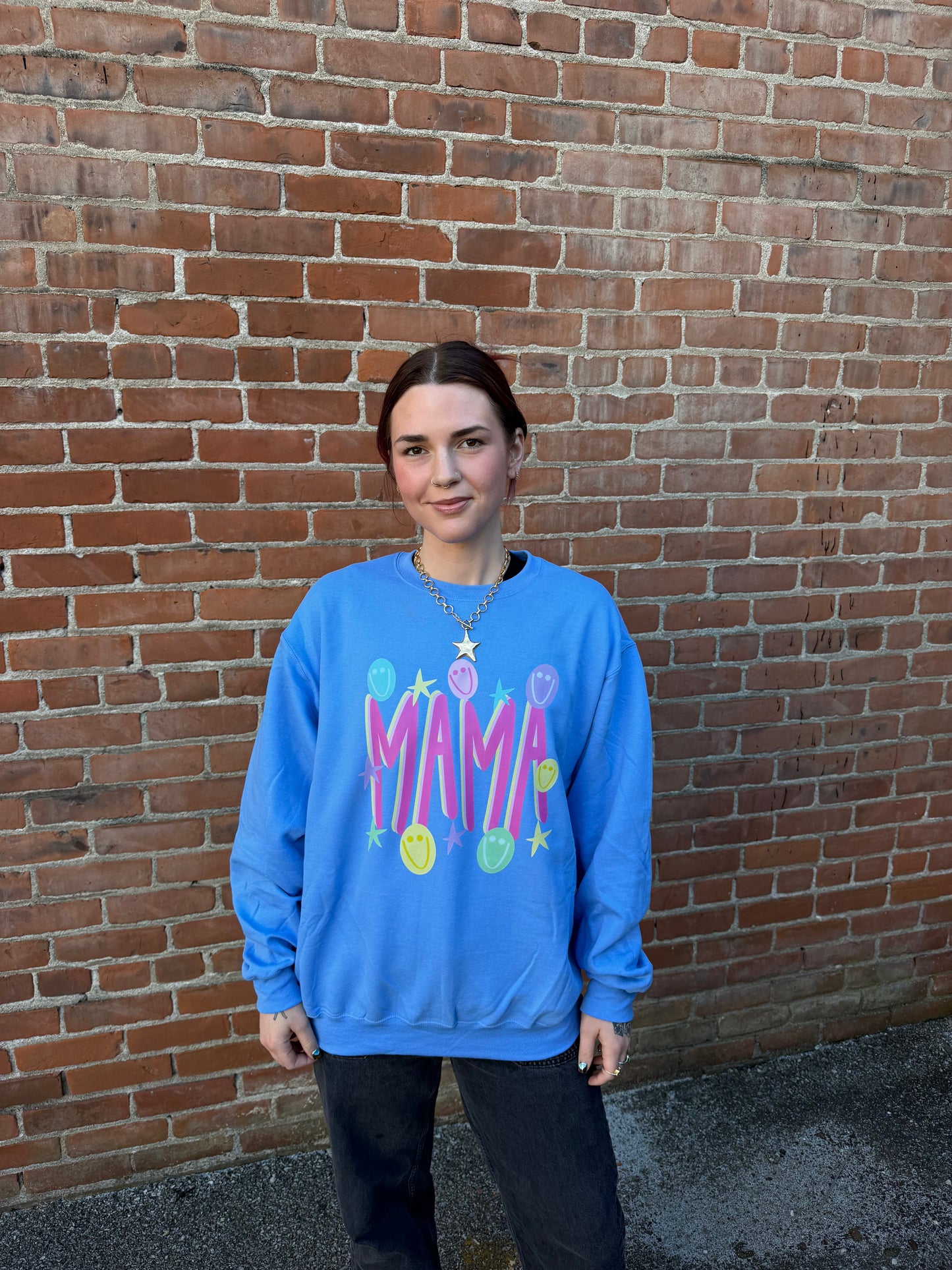 Smiley Mama Crewneck Dicey Dyes
