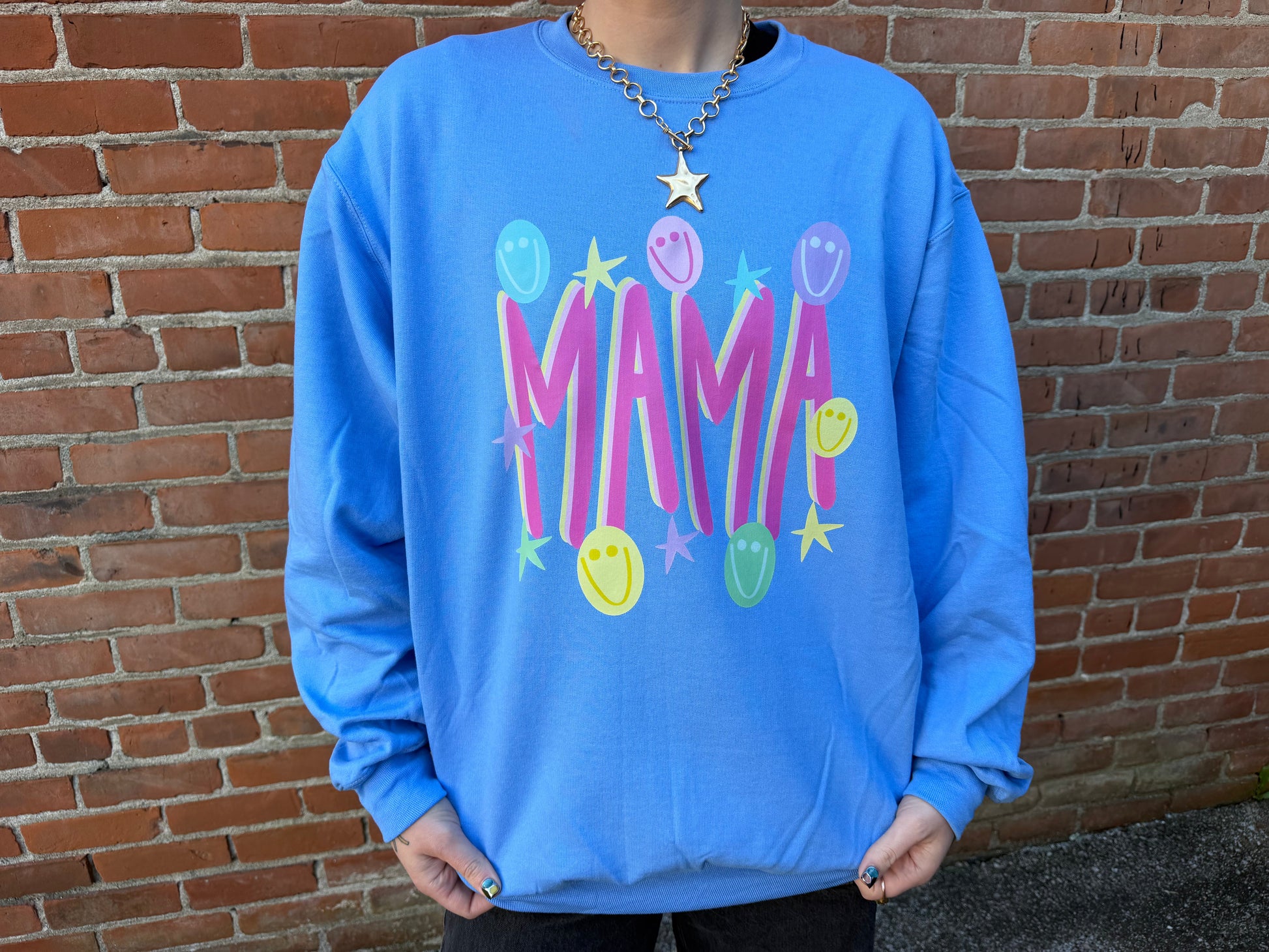 Smiley Mama Crewneck Dicey Dyes