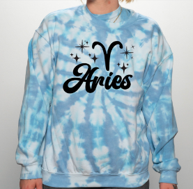 Pre-order March Aries Aquamarine Crewneck Dicey Dyes