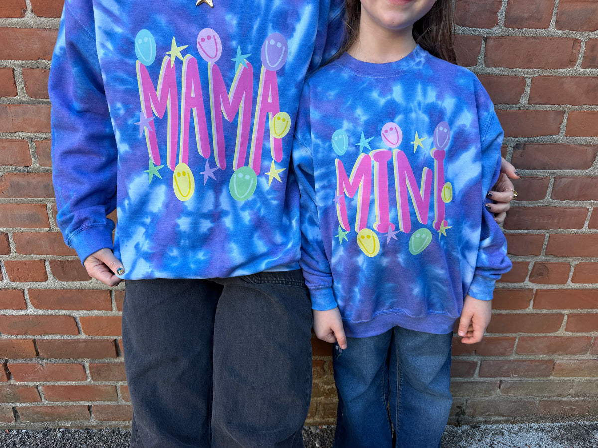 Tie Dye Smiley Mini Crewneck Dicey Dyes