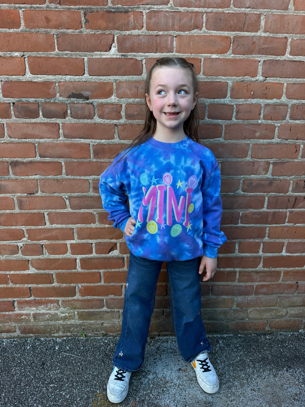 Tie Dye Smiley Mini Crewneck Dicey Dyes