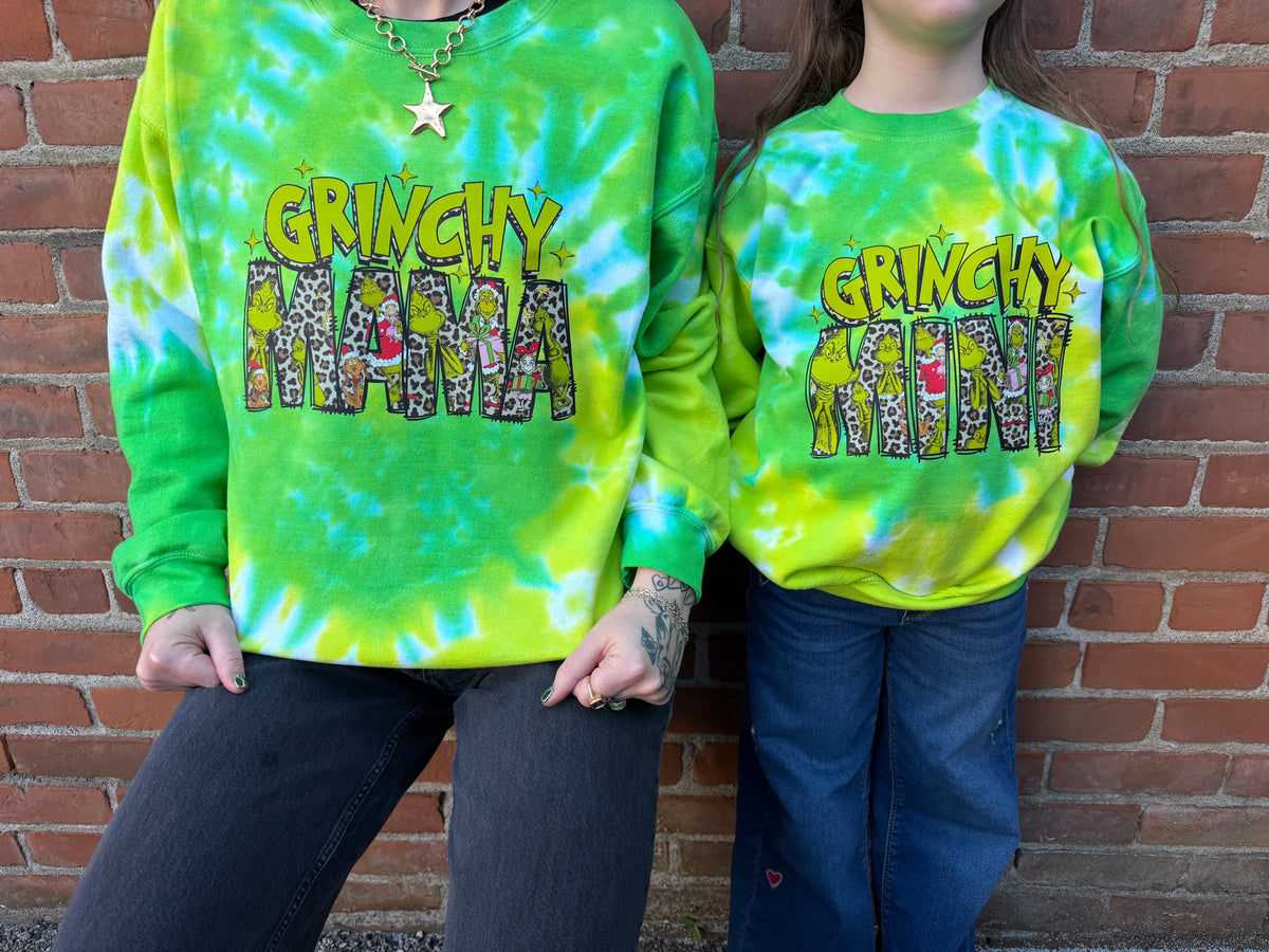 Tie Dye Grinchy Mama Crewneck Dicey Dyes