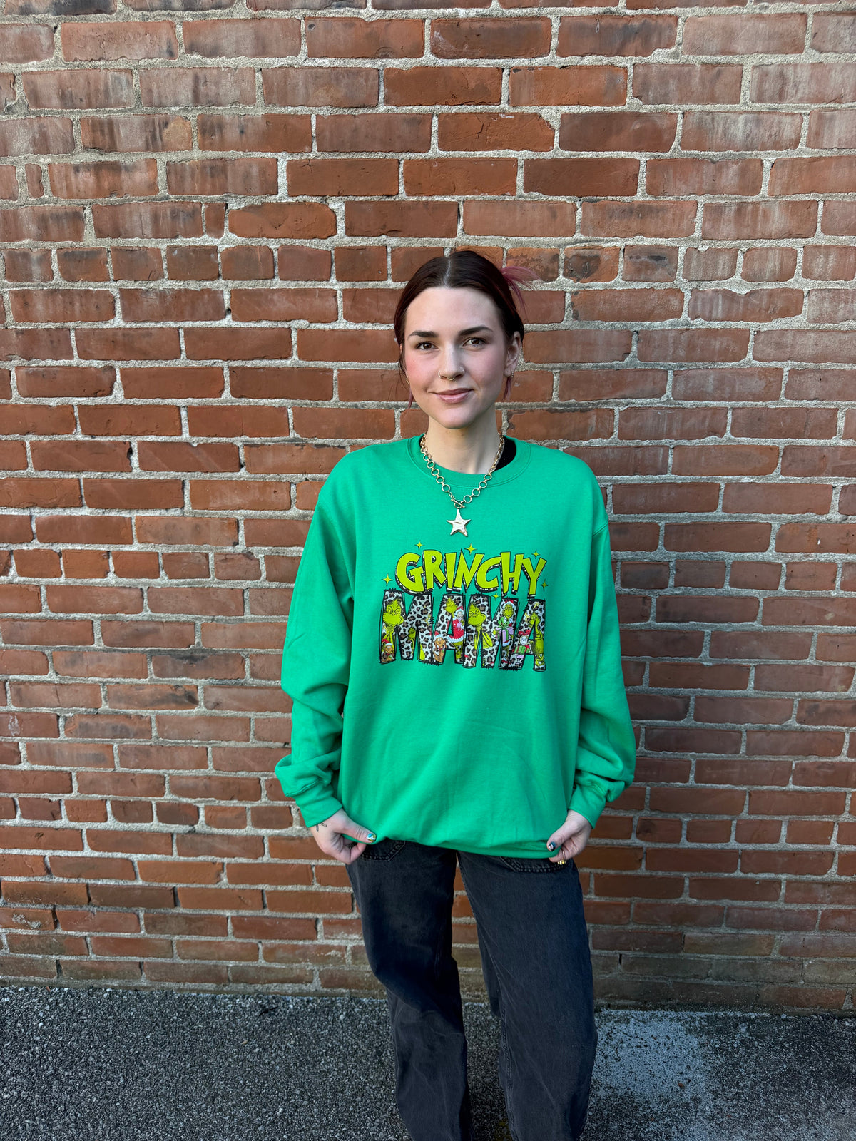 Grinchy Mama Crewneck Dicey Dyes