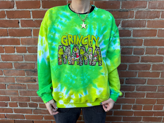 Tie Dye Grinchy Mama Crewneck Dicey Dyes